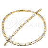 Oro Laminado Necklace and Bracelet, Gold Filled Style Diamond Cutting Finish, Tricolor, 06.102.0004