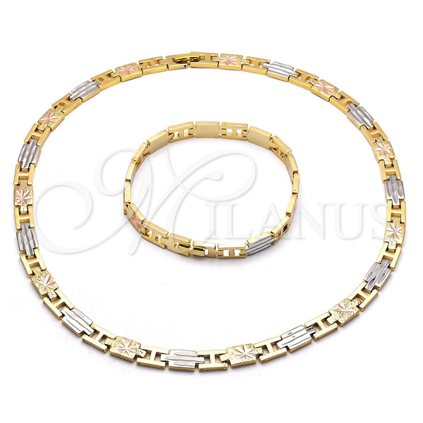 Gold Filled Bracelet — Necklace and Bracelet Diamond Cutting Tricolor 06. — main product view — SKU 119426 | Oro Laminado brazalete — Necklace and Bracelet Diamond Cutting Tricolor 06. — SKU 119426
