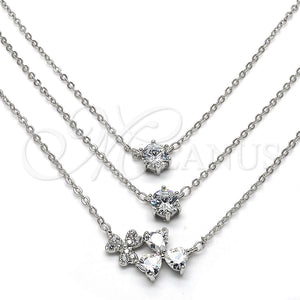 White Gold Filled Necklace — Pendant Necklace Flower Design with White Cubic Zirconia — main product view — SKU 119456 | Oro Laminado Blanco collar — Pendant Necklace flor diseño with blanco Cubic Zirconia — SKU 119456