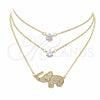 Oro Laminado Pendant Necklace, Gold Filled Style Elephant Design, with White Cubic Zirconia and White Micro Pave, Polished, Golden Finish, 04.213.0123.16 (02 MM Thickness, 16 Inches Length)