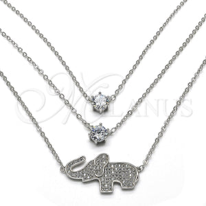 White Gold Filled Necklace — Pendant Necklace Elephant Design with White Cubic Zirconia — main product view — SKU 119460 | Oro Laminado Blanco collar — Pendant Necklace Elephant diseño with blanco Cubic Zirconia — SKU 119460