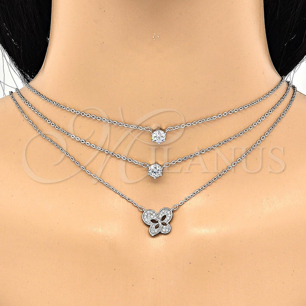 White Gold Filled Necklace — Pendant Necklace Butterfly Design with White Cubic Zirconia — alternate product view — SKU 119462 | Oro Laminado Blanco collar — Pendant Necklace Butterfly diseño with blanco Cubic Zirconia — SKU 119462