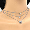 Rhodium Plated Pendant Necklace, Butterfly Design, with White Cubic Zirconia and White Micro Pave, Polished, Rhodium Finish, 04.213.0124.1.16 (02 MM Thickness, 16 Inches Length)