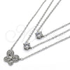 Rhodium Plated Pendant Necklace, Butterfly Design, with White Cubic Zirconia and White Micro Pave, Polished, Rhodium Finish, 04.213.0124.1.16 (02 MM Thickness, 16 Inches Length)
