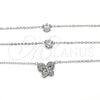 Rhodium Plated Pendant Necklace, Butterfly Design, with White Cubic Zirconia and White Micro Pave, Polished, Rhodium Finish, 04.213.0124.1.16 (02 MM Thickness, 16 Inches Length)