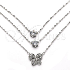 White Gold Filled Necklace — Pendant Necklace Butterfly Design with White Cubic Zirconia — main product view — SKU 119462 | Oro Laminado Blanco collar — Pendant Necklace Butterfly diseño with blanco Cubic Zirconia — SKU 119462