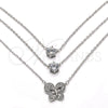 Rhodium Plated Pendant Necklace, Butterfly Design, with White Cubic Zirconia and White Micro Pave, Polished, Rhodium Finish, 04.213.0124.1.16 (02 MM Thickness, 16 Inches Length)