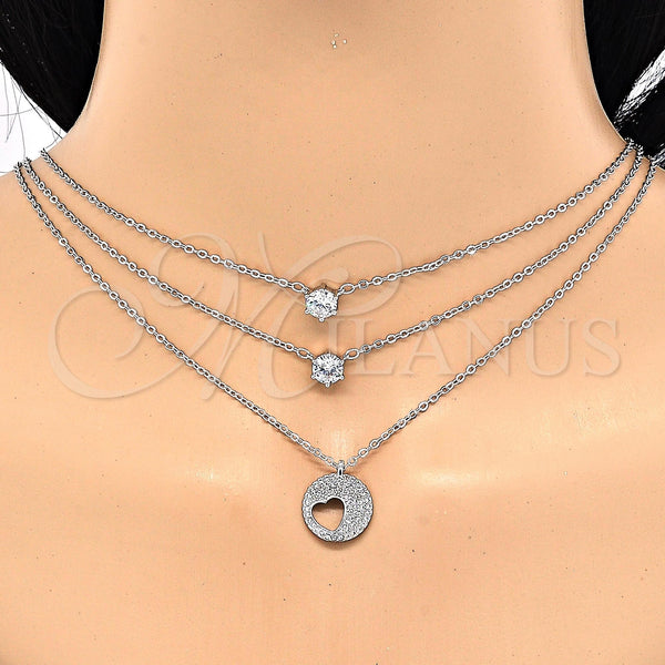White Gold Filled Necklace — Pendant Necklace Heart Design with White Cubic Zirconia — alternate product view — SKU 119470 | Oro Laminado Blanco collar — Pendant Necklace corazón diseño with blanco Cubic Zirconia — SKU 119470