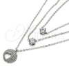 Rhodium Gold Filled Pendant Necklace, Heart Design, with White Cubic Zirconia, Polished, Rhodium Finish, 04.213.0128.1.16 (02 MM Thickness, 16 Inches Length)