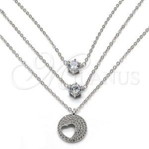 White Gold Filled Necklace — Pendant Necklace Heart Design with White Cubic Zirconia — main product view — SKU 119470 | Oro Laminado Blanco collar — Pendant Necklace corazón diseño with blanco Cubic Zirconia — SKU 119470