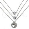 Rhodium Gold Filled Pendant Necklace, Heart Design, with White Cubic Zirconia, Polished, Rhodium Finish, 04.213.0128.1.16 (02 MM Thickness, 16 Inches Length)