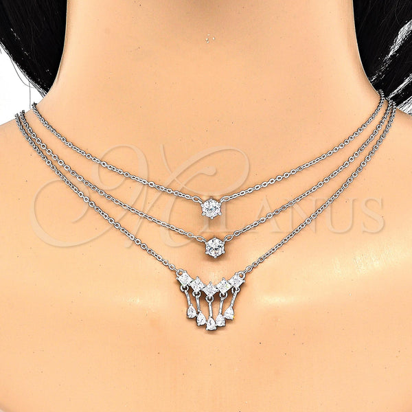 White Gold Filled Necklace — Pendant Necklace Teardrop Design with White Cubic Zirconia — alternate product view — SKU 119474 | Oro Laminado Blanco collar — Pendant Necklace Teardrop diseño with blanco Cubic Zirconia — SKU 119474