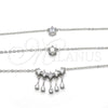 Rhodium Gold Filled Pendant Necklace, Teardrop Design, with White Cubic Zirconia, Polished, Rhodium Finish, 04.213.0130.1.16 (02 MM Thickness, 16 Inches Length)