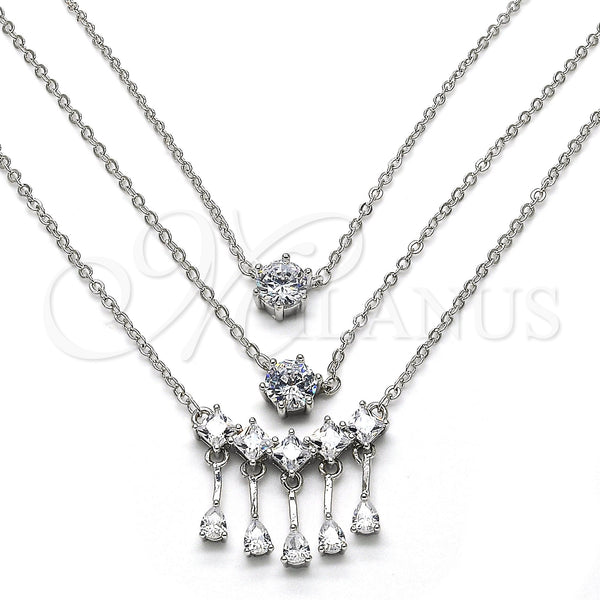 White Gold Filled Necklace — Pendant Necklace Teardrop Design with White Cubic Zirconia — main product view — SKU 119474 | Oro Laminado Blanco collar — Pendant Necklace Teardrop diseño with blanco Cubic Zirconia — SKU 119474