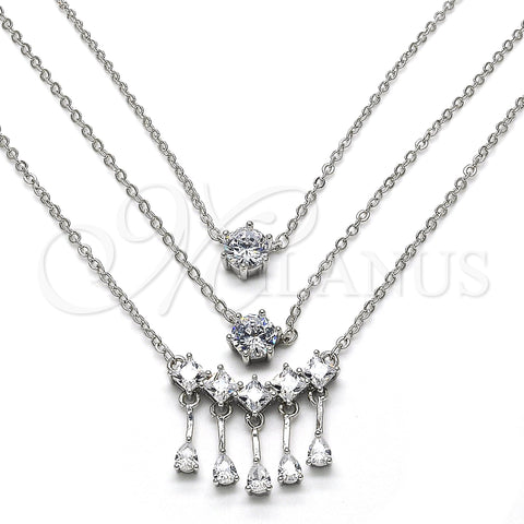 Rhodium Gold Filled Pendant Necklace, Teardrop Design, with White Cubic Zirconia, Polished, Rhodium Finish, 04.213.0130.1.16 (02 MM Thickness, 16 Inches Length)