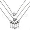 Rhodium Gold Filled Pendant Necklace, Teardrop Design, with White Cubic Zirconia, Polished, Rhodium Finish, 04.213.0130.1.16 (02 MM Thickness, 16 Inches Length)