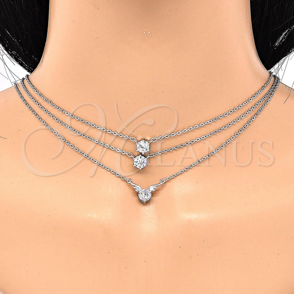 White Gold Filled Necklace — Pendant Necklace with White Cubic Zirconia Polished 04. — alternate product view — SKU 119476 | Oro Laminado Blanco collar — Pendant Necklace with blanco Cubic Zirconia pulido 04. — SKU 119476