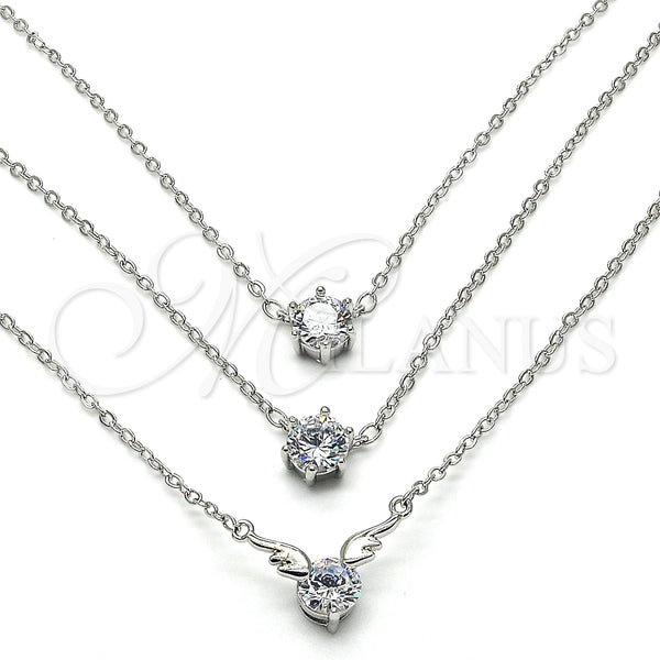 White Gold Filled Necklace — Pendant Necklace with White Cubic Zirconia Polished 04. — main product view — SKU 119476 | Oro Laminado Blanco collar — Pendant Necklace with blanco Cubic Zirconia pulido 04. — SKU 119476