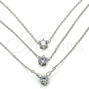 White Gold Filled Necklace — Pendant Necklace with White Cubic Zirconia Polished 04. — main product view — SKU 119476 | Oro Laminado Blanco collar — Pendant Necklace with blanco Cubic Zirconia pulido 04. — SKU 119476