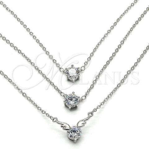 Rhodium Gold Filled Pendant Necklace, with White Cubic Zirconia, Polished, Rhodium Finish, 04.213.0131.1.16 (02 MM Thickness, 16 Inches Length)