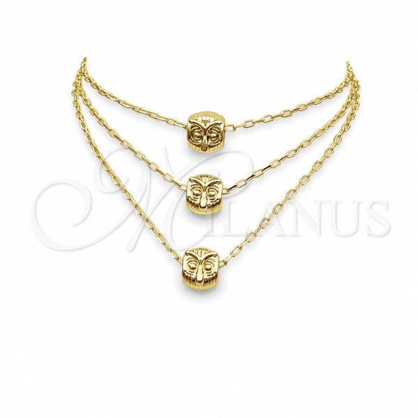 Oro Laminado Pendant Necklace, Gold Filled Style Owl Design, Polished, Golden Finish, 04.179.0005.16 (02 MM Thickness, 16 Inches Length)