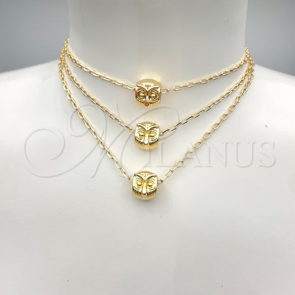 Gold Filled Necklace — Pendant Necklace Owl Design Polished 04. 02 MM — main product view — SKU 119478 | Oro Laminado collar — Pendant Necklace Owl diseño pulido 04. 02 MM — SKU 119478