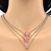 Oro Laminado Pendant Necklace, Gold Filled Style with Pink Crystal, Polished, Golden Finish, 04.179.0009.16 (02 MM Thickness, 16 Inches Length)