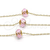 Oro Laminado Pendant Necklace, Gold Filled Style with Pink Crystal, Polished, Golden Finish, 04.179.0009.16 (02 MM Thickness, 16 Inches Length)