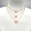 Oro Laminado Pendant Necklace, Gold Filled Style with Pink Crystal, Polished, Golden Finish, 04.179.0009.16 (02 MM Thickness, 16 Inches Length)