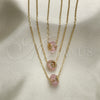 Oro Laminado Pendant Necklace, Gold Filled Style with Pink Crystal, Polished, Golden Finish, 04.179.0009.16 (02 MM Thickness, 16 Inches Length)