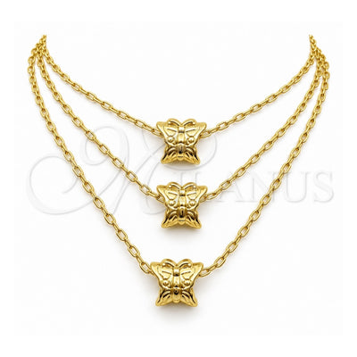 Oro Laminado Pendant Necklace, Gold Filled Style Butterfly Design, Polished, Golden Finish, 04.179.0011.16 (02 MM Thickness, 16 Inches Length)