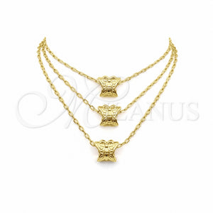 Oro Laminado Pendant Necklace, Gold Filled Style Butterfly Design, Polished, Golden Finish, 04.179.0011.16 (02 MM Thickness, 16 Inches Length)