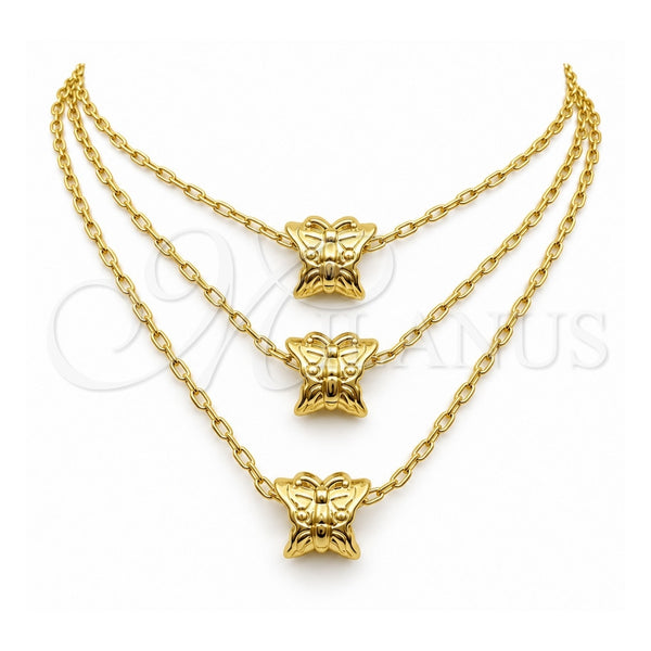 Oro Laminado Pendant Necklace, Gold Filled Style Butterfly Design, Polished, Golden Finish, 04.179.0011.16 (02 MM Thickness, 16 Inches Length)