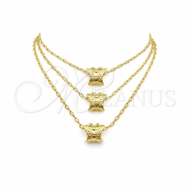 Oro Laminado Pendant Necklace, Gold Filled Style Butterfly Design, Polished, Golden Finish, 04.179.0011.16 (02 MM Thickness, 16 Inches Length)