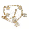 Oro Laminado Charm Bracelet, Gold Filled Style Flower Design, Polished, Golden Finish, 04.63.1370.08 (03 MM Thickness, 8 Inches Length)
