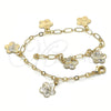 Oro Laminado Charm Bracelet, Gold Filled Style Flower Design, Polished, Golden Finish, 04.63.1370.08 (03 MM Thickness, 8 Inches Length)