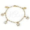Oro Laminado Charm Bracelet, Gold Filled Style Flower Design, Polished, Golden Finish, 04.63.1370.08 (03 MM Thickness, 8 Inches Length)