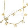 Oro Laminado Necklace and Bracelet, Gold Filled Style Butterfly Design, Polished, Golden Finish, 06.63.0201