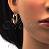 Oro Laminado Small Hoop, Gold Filled Style Hollow Design, Diamond Cutting Finish, Tricolor, 02.170.0146.15
