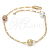 Gold Plated Fancy Bracelet, Ball Design, Diamond Cutting Finish, Tricolor, 03.08.0129.09 (30 MM Thickness, 9 Inches Length)