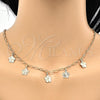 Oro Laminado Necklace and Bracelet, Gold Filled Style Flower Design, Polished, Golden Finish, 06.63.0202
