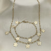Oro Laminado Necklace and Bracelet, Gold Filled Style Flower Design, Polished, Golden Finish, 06.63.0202