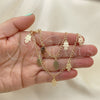 Oro Laminado Necklace and Bracelet, Gold Filled Style Hand of God Design, Polished, Golden Finish, 06.63.0204