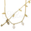 Oro Laminado Necklace and Bracelet, Gold Filled Style Hand of God Design, Polished, Golden Finish, 06.63.0204