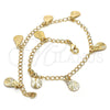 Oro Laminado Charm Anklet , Gold Filled Style Teardrop Design, Polished, Golden Finish, 04.63.1373.10 (03 MM Thickness, 10 Inches Length)