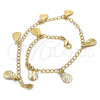 Oro Laminado Charm Anklet , Gold Filled Style Teardrop Design, Polished, Golden Finish, 04.63.1373.10 (03 MM Thickness, 10 Inches Length)