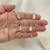 Oro Laminado Necklace and Bracelet, Gold Filled Style Teardrop Design, Polished, Golden Finish, 06.63.0205