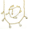 Oro Laminado Necklace and Bracelet, Gold Filled Style Teardrop Design, Polished, Golden Finish, 06.63.0205