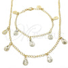 Oro Laminado Necklace and Bracelet, Gold Filled Style Teardrop Design, Polished, Golden Finish, 06.63.0205