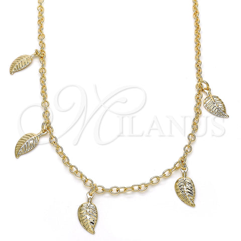 Oro Laminado Pendant Necklace, Gold Filled Style Leaf Design, Polished, Golden Finish, 04.63.1374.18 (03 MM Thickness, 18 Inches Length)